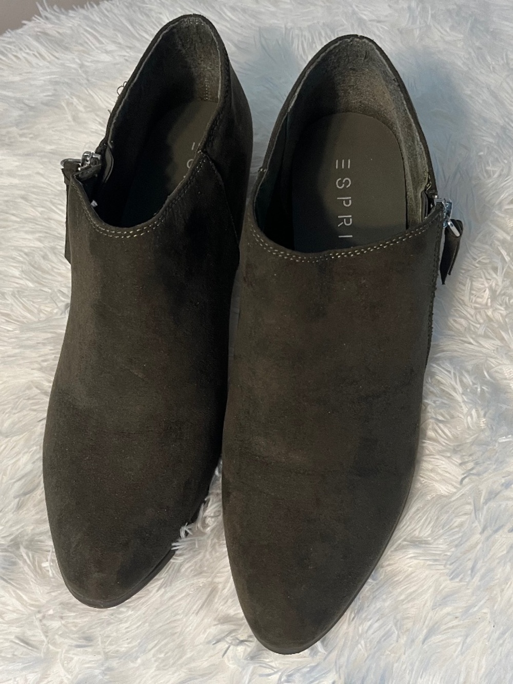 Esprit Suede Ankle Boots Olive Green Size 10M
